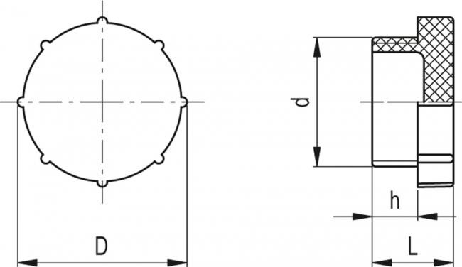 Korek TX.20x2.5 - bez pierścienia uszczelniającego - rysunek techniczny