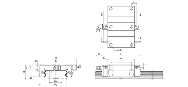 Wóżki liniowe HIWIN WEW-CC - rysunek techniczny