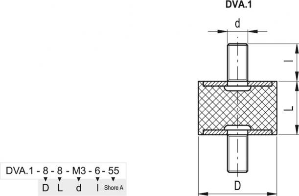 Wibroizolatory DVA.1 - rysunek techniczny