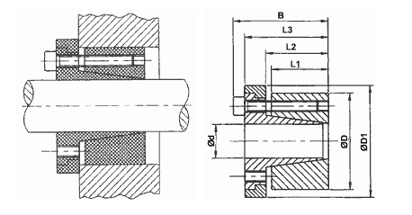 Tuleja mocująca BK 71/42x75 - rysunek techniczny