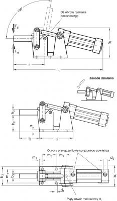 Dociskacze pneumatyczne GN 861 - rysunek techniczny