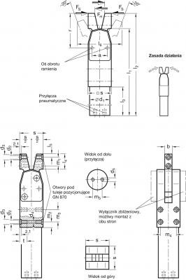 Dociskacz pneumatyczny GN 866-20-BC - rysunek techniczny