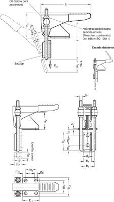 Zapięcie kątowe GN 851.1-320-T - stal - rysunek techniczny