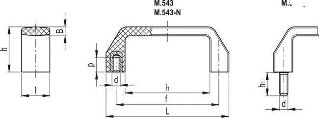 Uchwyt M.543/200 p-M8x16-C2 - technopolimer pomarańczowy - rysunek techniczny