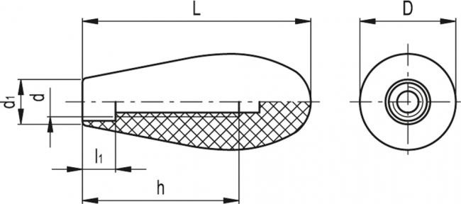 Rękojeść I.137/80-M12 - duroplast - rysunek techniczny
