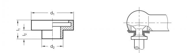 Osłona GN 710-22 - do kątowych przegubów kulowych din 71802 - rysunek techniczny