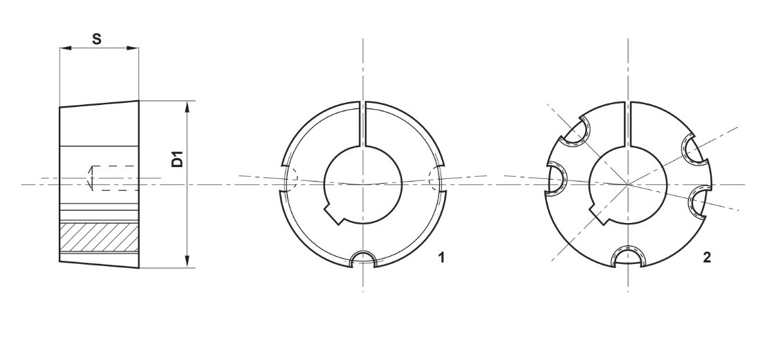Tuleja mocująca Taper Lock 1610-1 1/2 - rysunek techniczny
