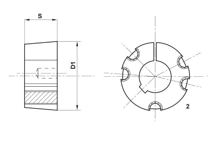 Tuleja mocująca Taper Lock 3525-80 - rysunek techniczny