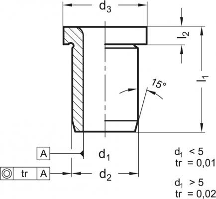 Tuleja pozycjonująca DIN 172-B12,1-36-A - tuleje wiertarskie - rysunek techniczny