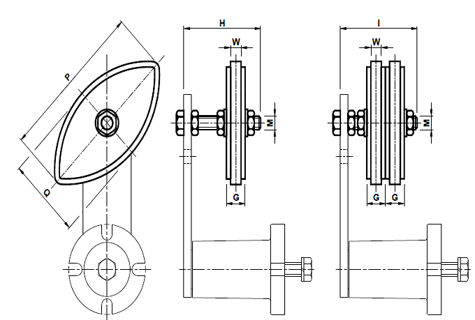 Ślizg łańcucha 08B-2 OVR 20-2D do napinacza RE20 - rysunek techniczny