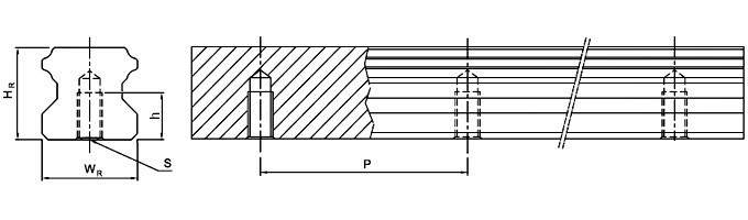 Szyna liniowa HIWIN HGR15T 0150mm - rysunek techniczny