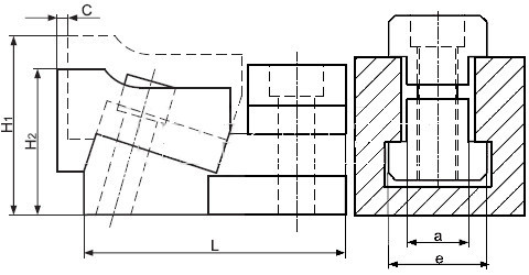 Docisk boczny do rowków teowych RLA-10 ER-EL - rysunek techniczny