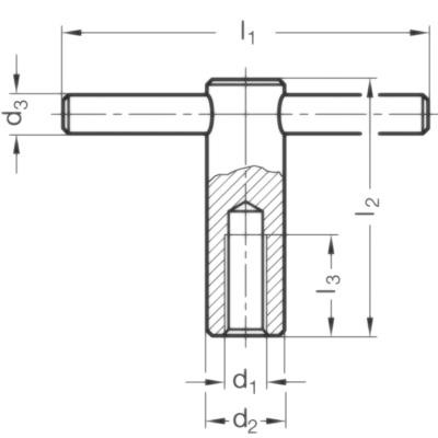 Nakrętka dociskowa DIN 6305-M12 - przetyczka zablokowana - rysunek techniczny
