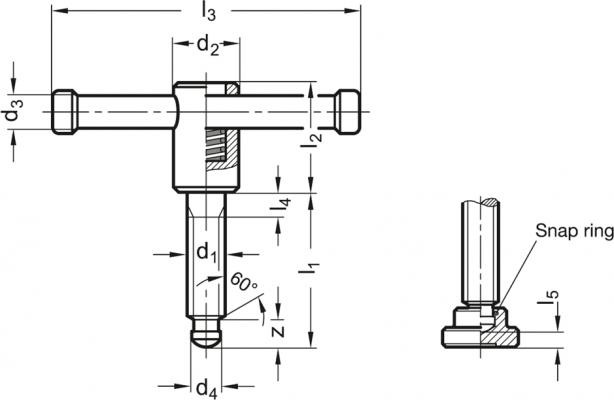 Śruba DIN 6306-M16-70-D - ruchoma przetyczka - rysunek techniczny