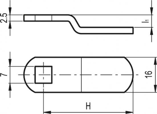 Rygle do uchwytów kasetowych z zamkiem PR-CH LPR-0-22 - rysunek techniczny
