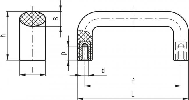 Uchwyt M.643/200 B-M8 HT - technopolimer odporny na wysokie temperatury - rysunek techniczny