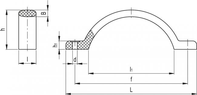 Uchwyt M.478/150-6 - technopolimer - rysunek techniczny