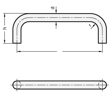 Uchwyt pałąkowy GN 425.3-12-125-ST - stal - rysunek techniczny
