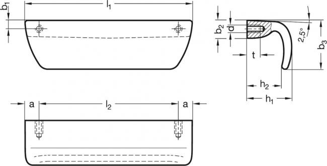 Uchwyt bezpieczny ze stali nierdzewnej GN 730.5 - rysunek techniczny