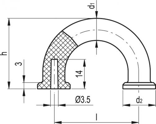 Uchwyt pod palec MFH-40-AF 3,5 CLEAN - technopolimer - rysunek techniczny