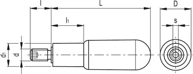 Rękojeść obrotowa I.621+x-SST - Trzpień ze stali nierdzewnej