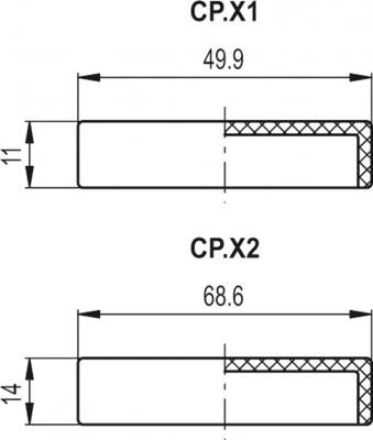 Pokrywa CP.X2 - technopolimer - rysunek techniczny