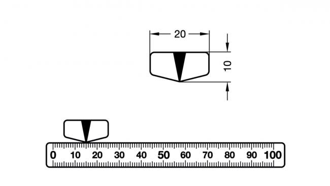 Wskaźnik do liniałów GN 711.1-NI - samoprzylepne - rysunek techniczny