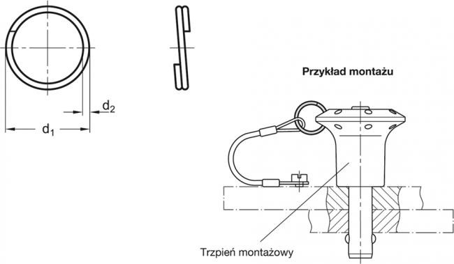 Pierścień ze stali nierdzewnej GN 111.3-18-BL - biały - rysunek techniczny