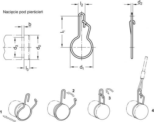 Pierścień zabezpieczająca ze stali nierdzewnej GN 111.6-17-S - - rysunek techniczny