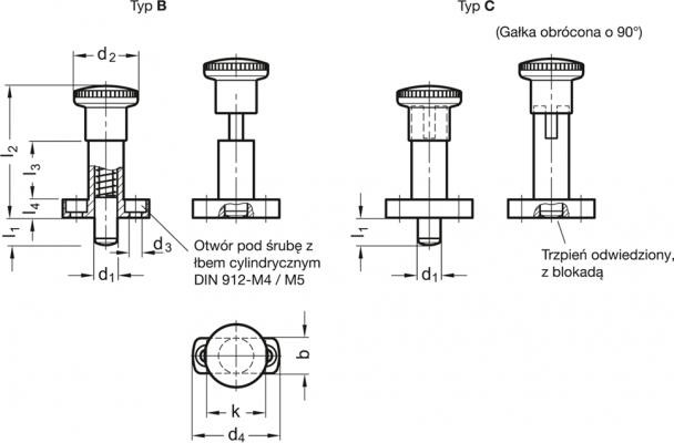 Trzpienie ustalające GN 817.1 - rysunek techniczny