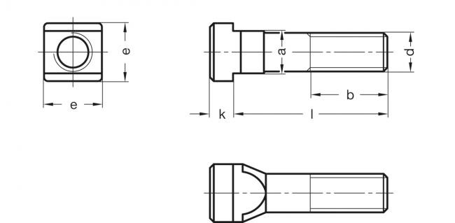 Śruba do rowków teowych DIN 787-10-M10-100 - - rysunek techniczny