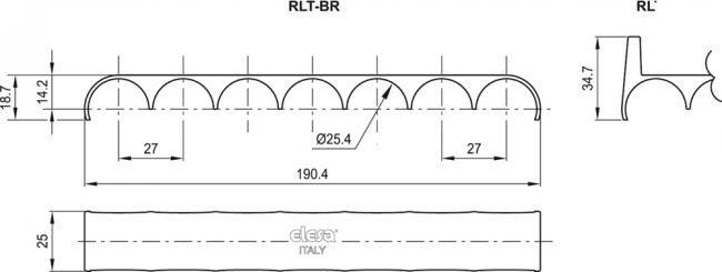 Hamulce do rolek transportowych RLT-B - rysunek techniczny