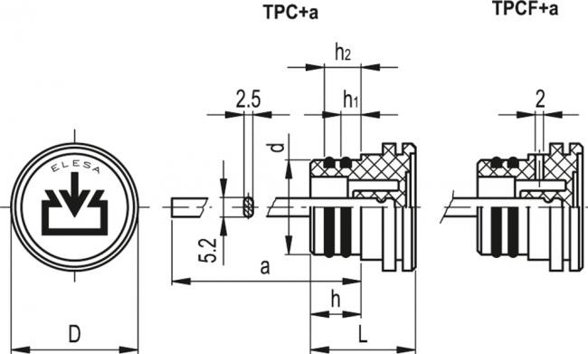 Korki wlewowe TPC+a - Z płaskim bagnetem, mocowane na wcisk, technopolimer, temperatura pracy do 100°C