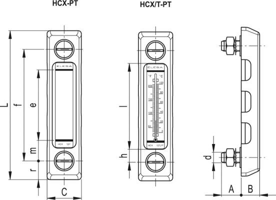 Wskaźniki poziomu cieczy HCX-PT - Śruby, nakrętki i podkładki ze stali ocynkowanej
