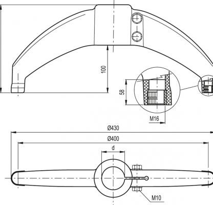 Dwunóg BAS2-48-SST - technopolimer - rysunek techniczny