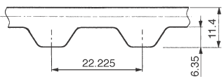 Pas zębaty 1260-XH 300 z144 - rysunek techniczny