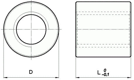 Nakrętka trapezowa brązowa cylindryczna 26x5 - rysunek techniczny