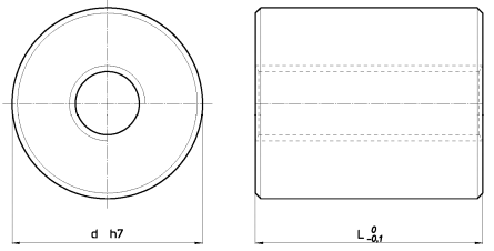 Nakrętka trapezowa lewa cylindryczna z brązu BIG 50x8 Lewozwojna - rysunek techniczny