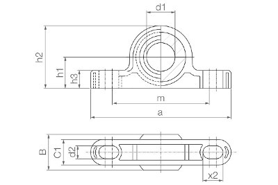 Łożysko stojakowe igubal KSTM-25 - rysunek techniczny