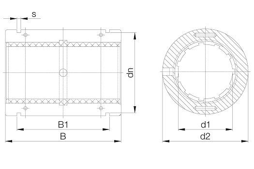 Liniowe łożysko ślizgowe dzielone TJUM-01-10 IGUS - rysunek techniczny