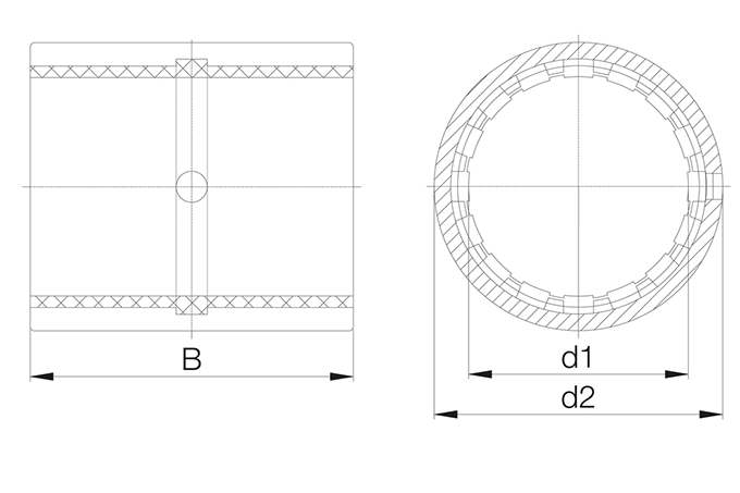 Liniowe łożysko ślizgowe RJUM-02 - 12mm - rysunek techniczny